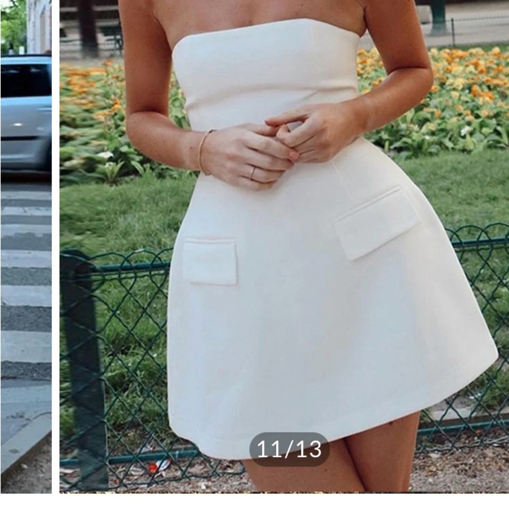 Commense White Strapless Mini Dress